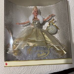 Barbie Celebration Doll in Gold and White Gown